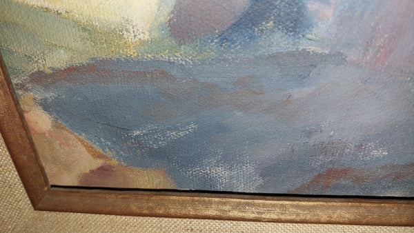 Elmer Bischoff Originsl Vintage SF Bay Area Figurative American Expressionist Portrait in Landscape Oil Painting