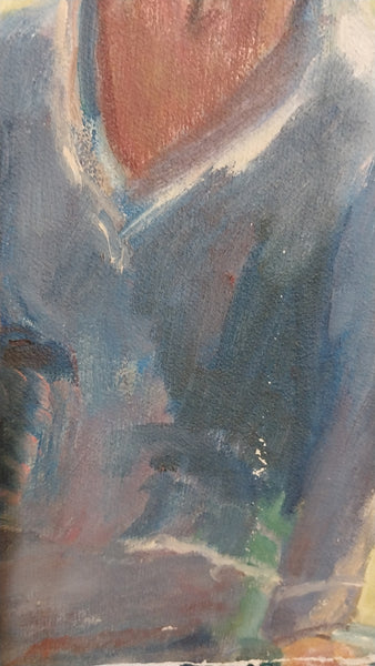 Elmer Bischoff Originsl Vintage SF Bay Area Figurative American Expressionist Portrait in Landscape Oil Painting