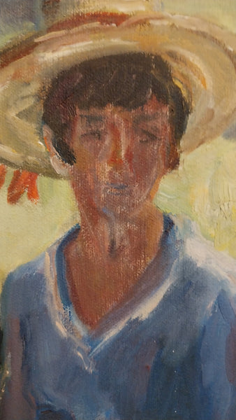 Elmer Bischoff Originsl Vintage SF Bay Area Figurative American Expressionist Portrait in Landscape Oil Painting