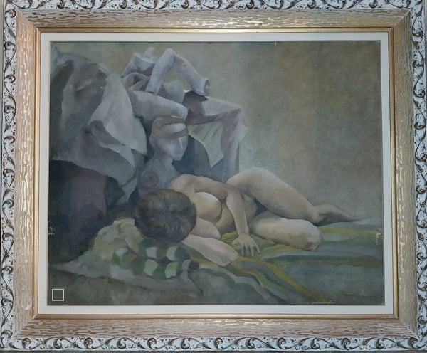 Michael James Andrews Original Vintage Modern London School Nude Composition Oil Painting