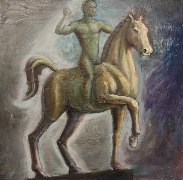 Nancy Ellen Craig Original Contemporary Symbolic Mythological Surreal Acrylic Painting Boy on Horse