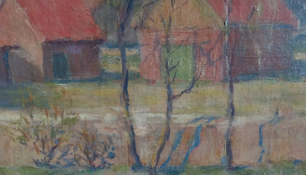 Jane Peterson Original Vintage Antique American Impressionist Massachusetts Village Landscape Oil Painting