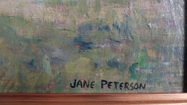 Jane Peterson Original Vintage Antique American Impressionist Massachusetts Village Landscape Oil Painting