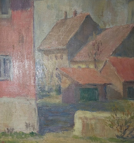 Jane Peterson Original Vintage Antique American Impressionist Massachusetts Village Landscape Oil Painting