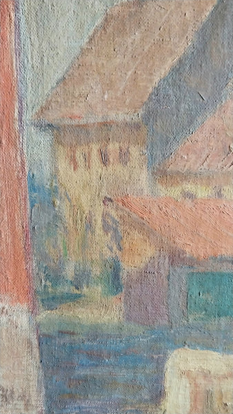 Jane Peterson Original Vintage Antique American Impressionist Massachusetts Village Landscape Oil Painting