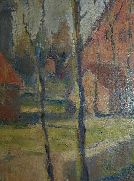 Jane Peterson Original Vintage Antique American Impressionist Massachusetts Village Landscape Oil Painting