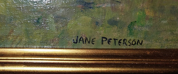 Jane Peterson Original Vintage Antique American Impressionist Massachusetts Village Landscape Oil Painting