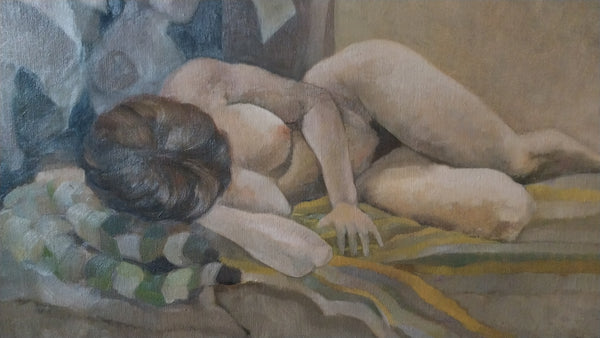 Michael James Andrews Original Vintage Modern London School Nude Composition Oil Painting