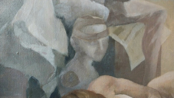 Michael James Andrews Original Vintage Modern London School Nude Composition Oil Painting