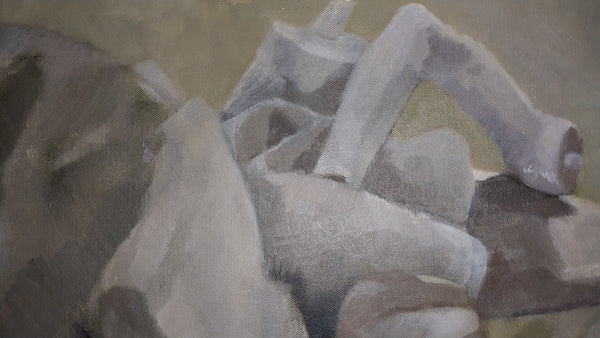 Michael James Andrews Original Vintage Modern London School Nude Composition Oil Painting