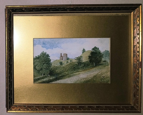 Thomas Moran Original Antique NY Hudson River School Strathaven Castle Scotland Landscape Watercolor Painting
