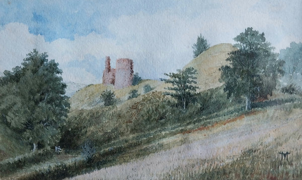 Thomas Moran Original Antique NY Hudson River School Strathaven Castle Scotland Landscape Watercolor Painting