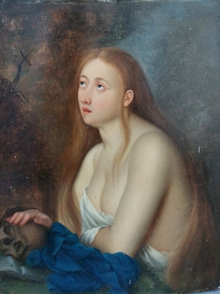 Titian Tiziano Vecellio Antique 16th Century Venetian High Renaissance Italian Master Oil Painting Penitent Magdalene