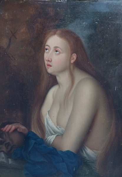 Titian Tiziano Vecellio Antique 16th Century Venetian High Renaissance Italian Master Oil Painting Penitent Magdalene