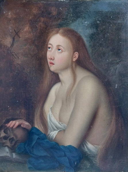 Titian Tiziano Vecellio Antique 16th Century Venetian High Renaissance Italian Master Oil Painting Penitent Magdalene