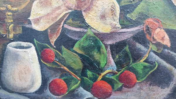 Jackson Pollock Very Early Original Vintage 1929 Avant Garde Still Life Oil Painting Study Samovar Tiare Tahiti Manual Arts High School LA CA