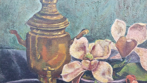 Jackson Pollock Very Early Original Vintage 1929 Avant Garde Still Life Oil Painting Study Samovar Tiare Tahiti Manual Arts High School LA CA