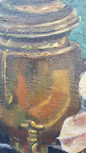 Jackson Pollock Very Early Original Vintage 1929 Avant Garde Still Life Oil Painting Study Samovar Tiare Tahiti Manual Arts High School LA CA