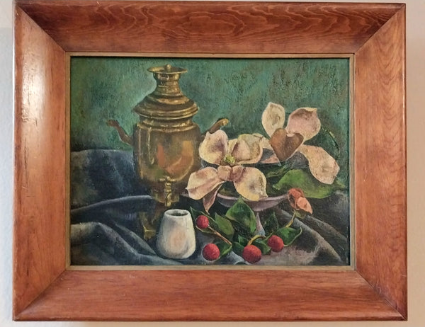 Jackson Pollock Very Early Original Vintage 1929 Avant Garde Still Life Oil Painting Study Samovar Tiare Tahiti Manual Arts High School LA CA