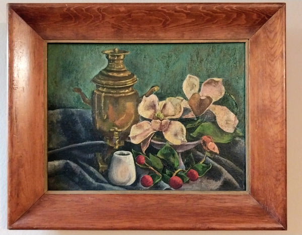Jackson Pollock Very Early Original Vintage 1929 Avant Garde Still Life Oil Painting Study Samovar Tiare Tahiti Manual Arts High School LA CA
