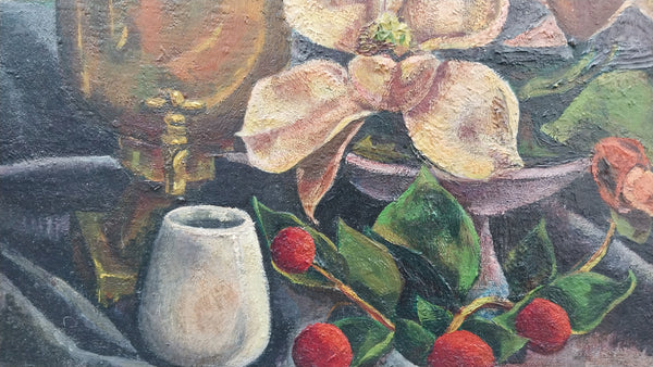 Jackson Pollock Very Early Original Vintage 1929 Avant Garde Still Life Oil Painting Study Samovar Tiare Tahiti Manual Arts High School LA CA