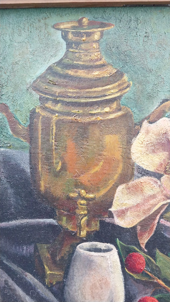 Jackson Pollock Very Early Original Vintage 1929 Avant Garde Still Life Oil Painting Study Samovar Tiare Tahiti Manual Arts High School LA CA