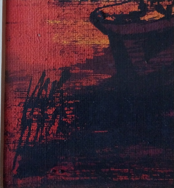 Alex Dzigursky Original Vintage "Delta" Sunset Seascape California Coastal Fishing Boats Maritime Oil Painting