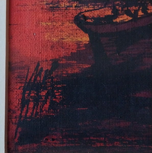 Alex Dzigursky Original Vintage "Delta" Sunset Seascape California Coastal Fishing Boats Maritime Oil Painting
