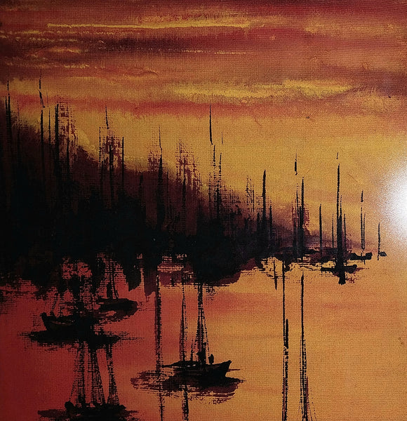 Alex Dzigursky Original Vintage "Delta" Sunset Seascape California Coastal Fishing Boats Maritime Oil Painting