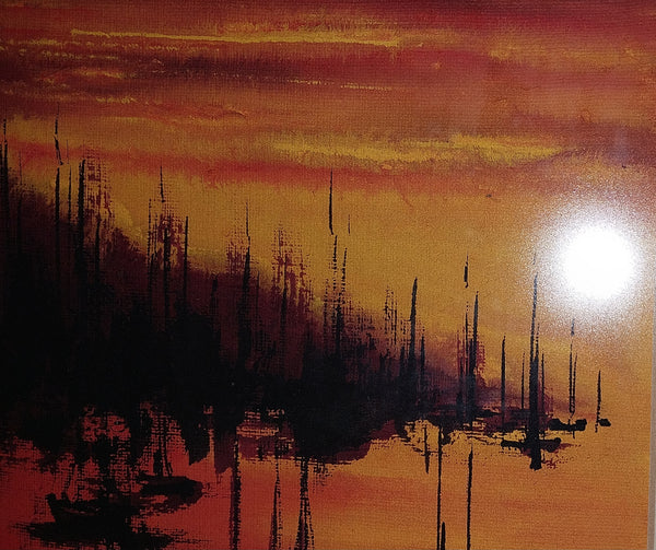 Alex Dzigursky Original Vintage "Delta" Sunset Seascape California Coastal Fishing Boats Maritime Oil Painting