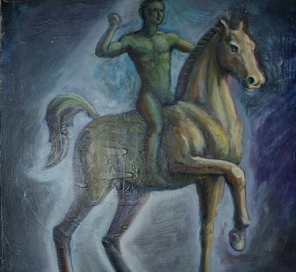 Nancy Ellen Craig Original Contemporary Symbolic Mythological Surreal Acrylic Painting Boy on Horse