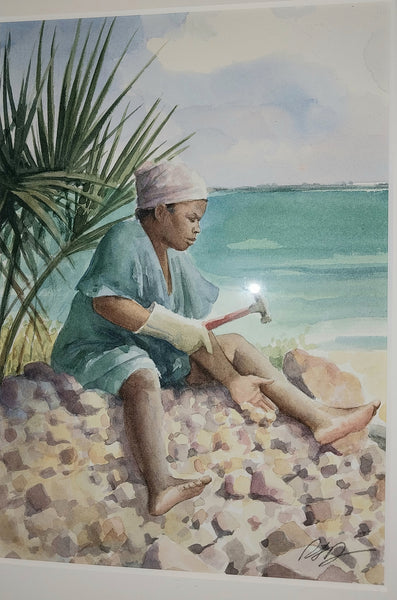 Robert J. Demarest Rare Original Florida Seaside Figurative Portrait Fishing Genre Fine Art Watercolor Painting