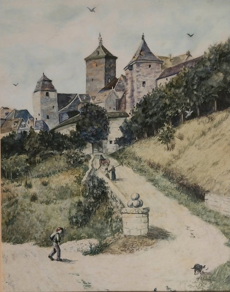 Walter Frederick Roofe Tyndale Original 1900 Antique Rothenburg ob ter Tauber Bavaria Germany Orientalism Watercolor Painting