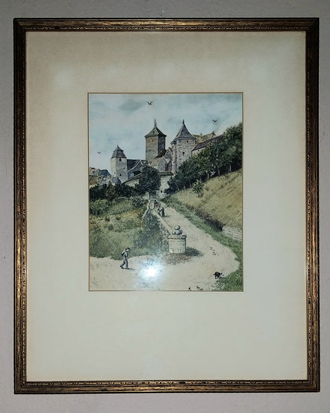 Walter Frederick Roofe Tyndale Original 1900 Antique Rothenburg ob ter Tauber Bavaria Germany Orientalism Watercolor Painting