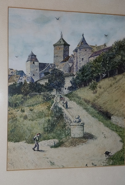Walter Frederick Roofe Tyndale Original 1900 Antique Rothenburg ob ter Tauber Bavaria Germany Orientalism Watercolor Painting