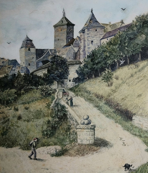 Walter Frederick Roofe Tyndale Original 1900 Antique Rothenburg ob ter Tauber Bavaria Germany Orientalism Watercolor Painting