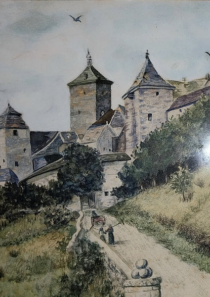 Walter Frederick Roofe Tyndale Original 1900 Antique Rothenburg ob ter Tauber Bavaria Germany Orientalism Watercolor Painting