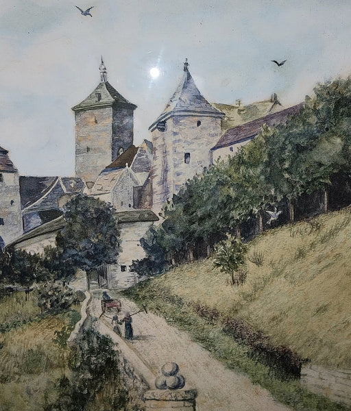 Walter Frederick Roofe Tyndale Original 1900 Antique Rothenburg ob ter Tauber Bavaria Germany Orientalism Watercolor Painting