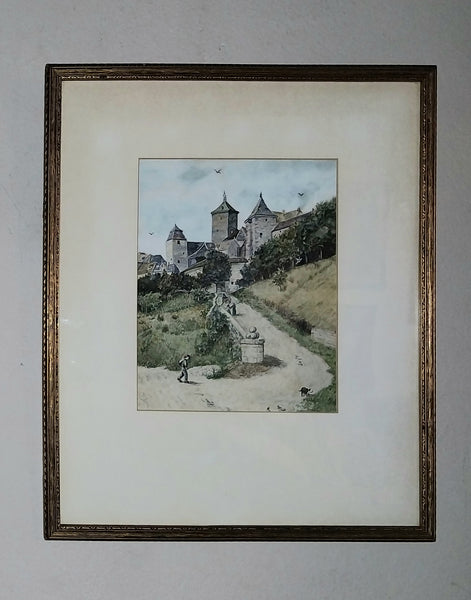 Walter Frederick Roofe Tyndale Original 1900 Antique Rothenburg ob ter Tauber Bavaria Germany Orientalism Watercolor Painting