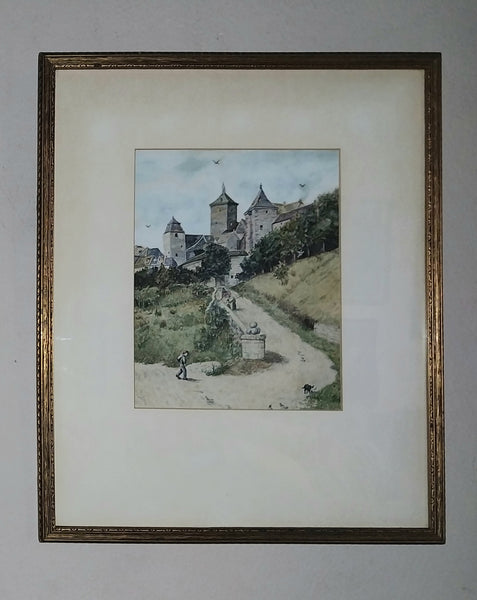 Walter Frederick Roofe Tyndale Original 1900 Antique Rothenburg ob ter Tauber Bavaria Germany Orientalism Watercolor Painting
