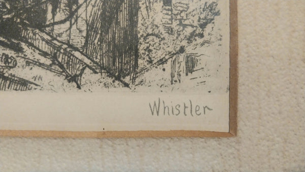 James Abbott McNeill Whistler Antique 19th Century Hand Signed and Titled Lime Houses Etching Drypoint 1859 Thames Set Print