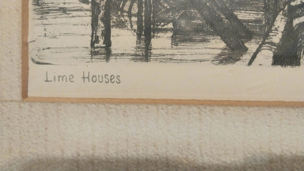 James Abbott McNeill Whistler Antique 19th Century Hand Signed and Titled Lime Houses Etching Drypoint 1859 Thames Set Print
