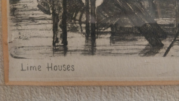 James Abbott McNeill Whistler Antique 19th Century Hand Signed and Titled Lime Houses Etching Drypoint 1859 Thames Set Print