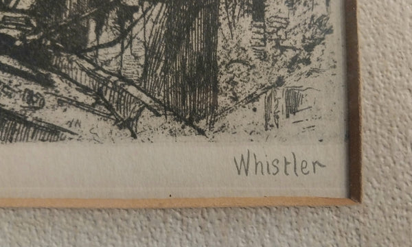 James Abbott McNeill Whistler Antique 19th Century Hand Signed and Titled Lime Houses Etching Drypoint 1859 Thames Set Print