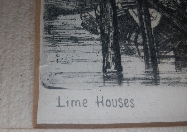 James Abbott McNeill Whistler Antique 19th Century Hand Signed and Titled Lime Houses Etching Drypoint 1859 Thames Set Print