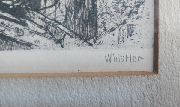 James Abbott McNeill Whistler Antique 19th Century Hand Signed and Titled Lime Houses Etching Drypoint 1859 Thames Set Print