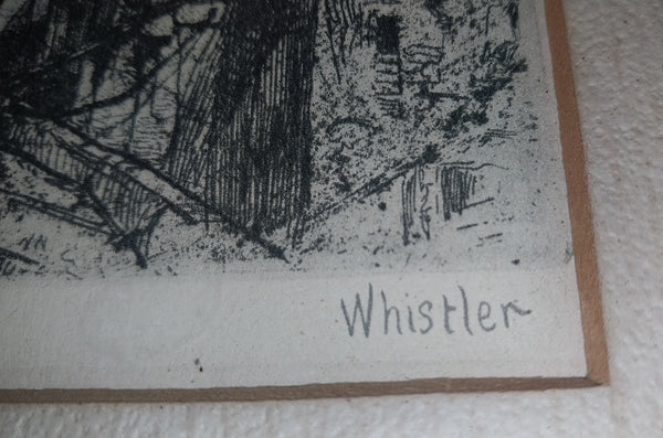 James Abbott McNeill Whistler Antique 19th Century Hand Signed and Titled Lime Houses Etching Drypoint 1859 Thames Set Print