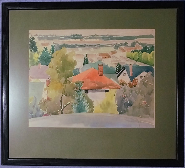 Millard Sheets Original Padua Hills Claremont California Regionalism Hilltop Landscape Vintage Mid Century Watercolor Painting