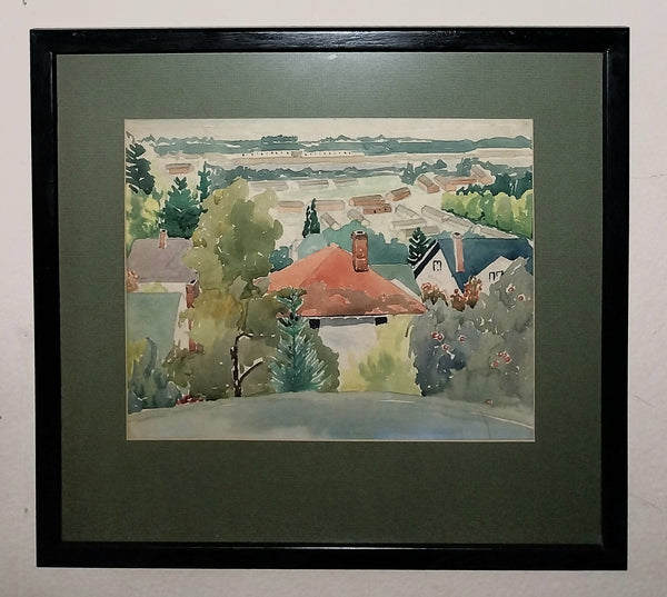 Millard Sheets Original Padua Hills Claremont California Regionalism Hilltop Landscape Vintage Mid Century Watercolor Painting