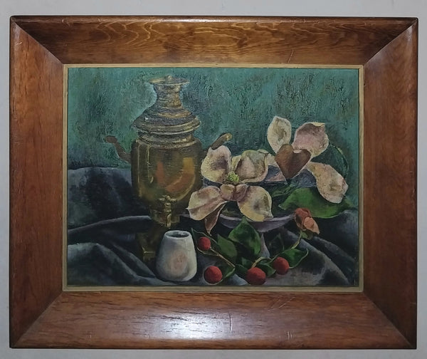 Jackson Pollock Very Early Original Vintage 1929 Avant Garde Still Life Oil Painting Study Samovar Tiare Tahiti Manual Arts High School LA CA